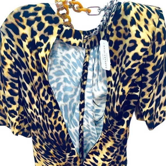 Stella McCartney NWT Chain-Embellished Leopard Print Draped Falabella Dress S - Picture 14 of 16